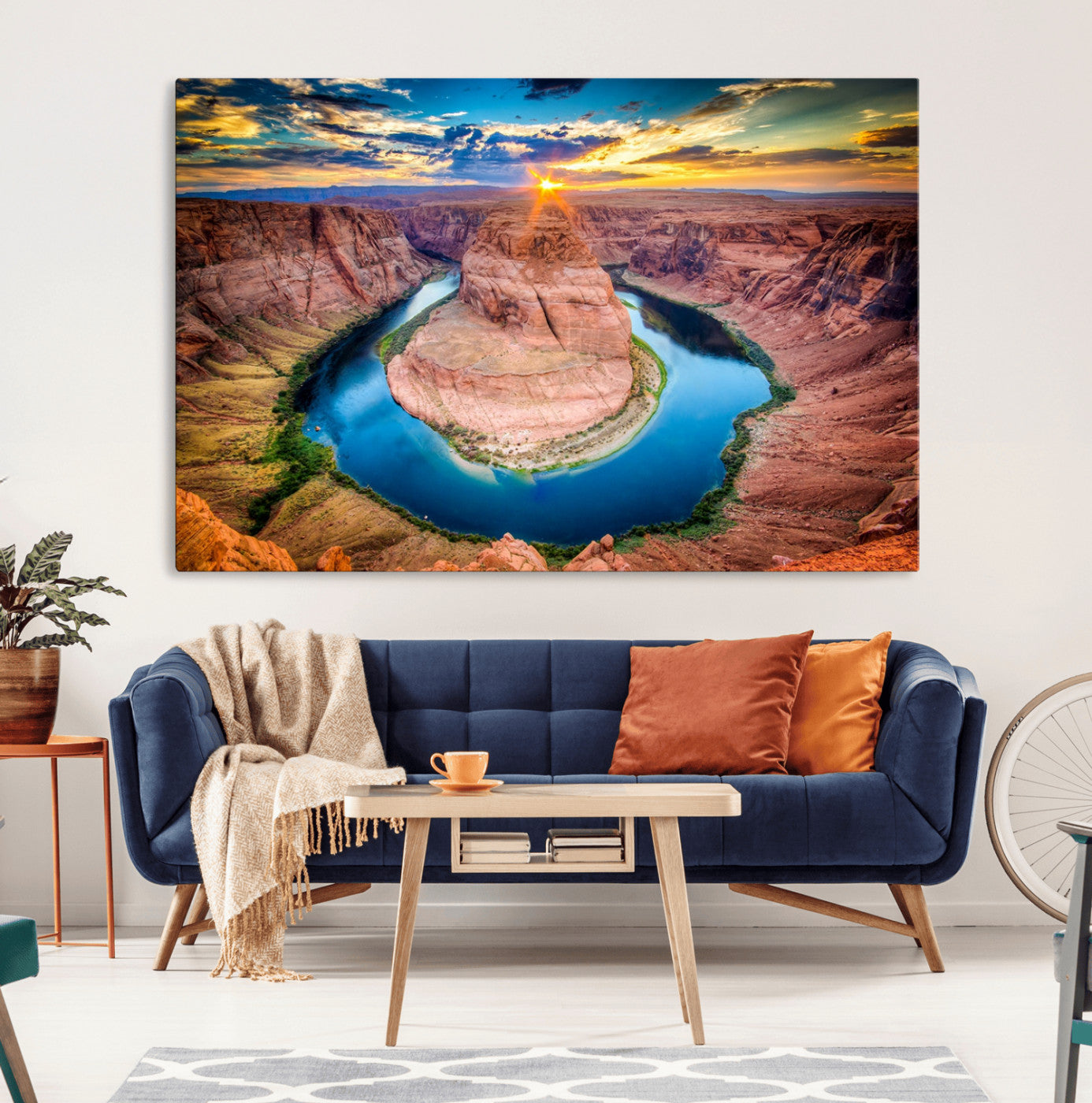 MGV-CV-36X24 - Sunset on the Horseshoe Bend Grand Canyon, Horseshoe Bend Grand Canyon Canvas Wall Art Print
