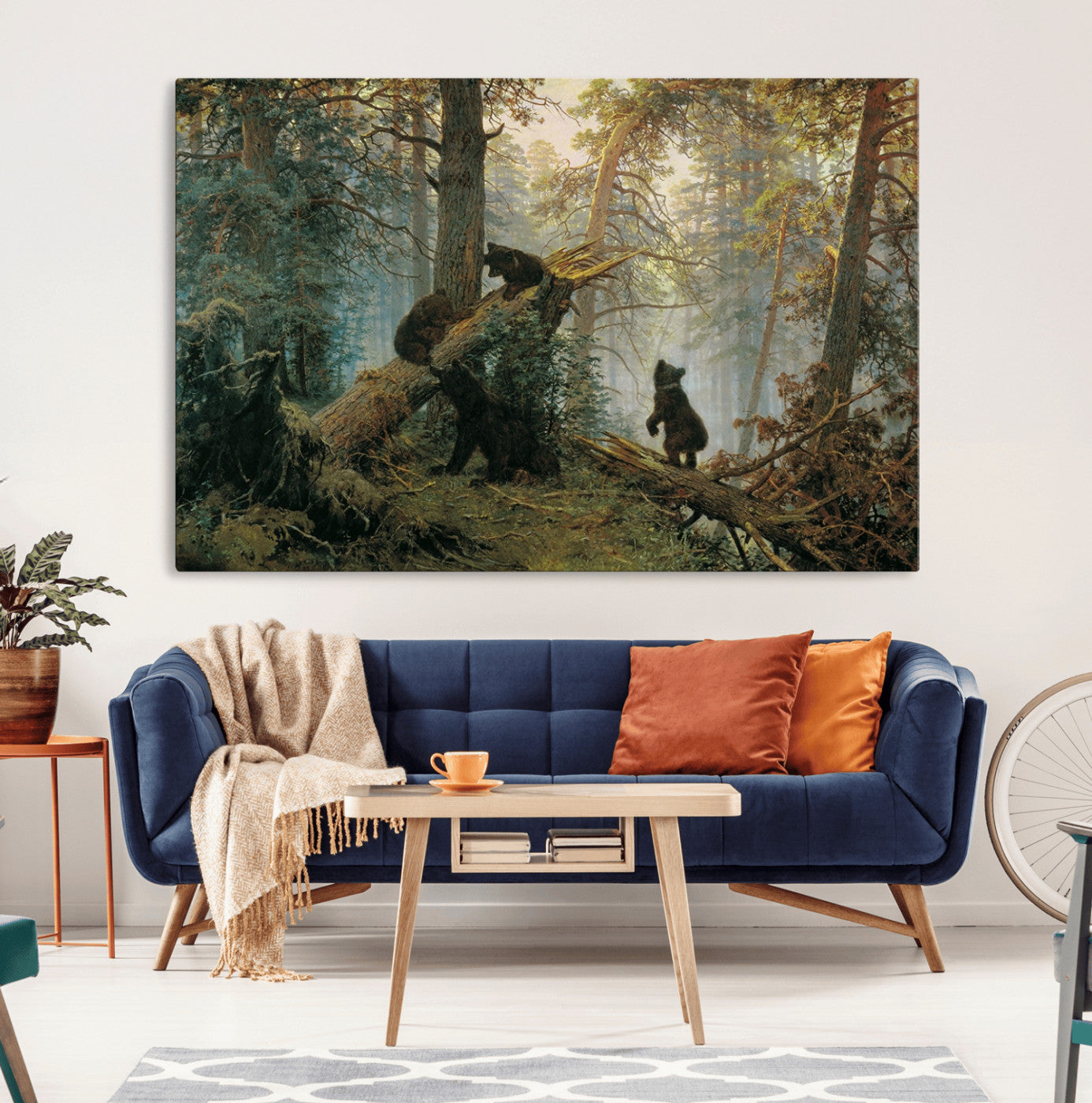 14144-MGV-CV-36X24-Baby Bears in Forest Wall Art Canvas Print