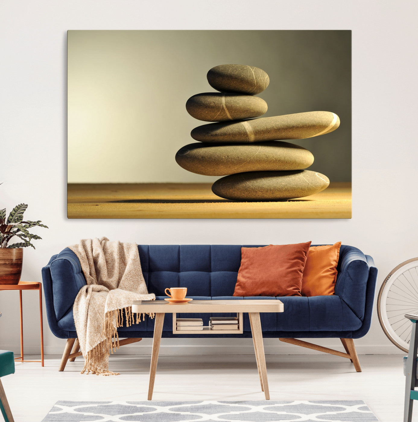 -Fluvial Zen Stones Canvas Wall Art Print