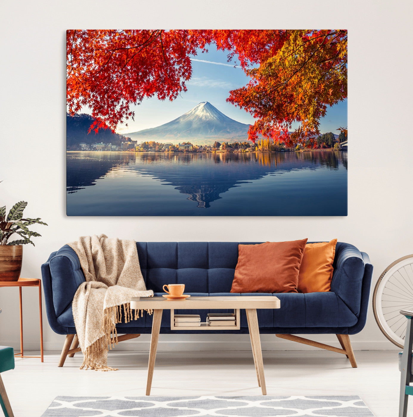 26428-MGV-CV-36X24-Mount Fuji Canvas Wall Art Japan Autumn Mountain Canvas Print Wall Art