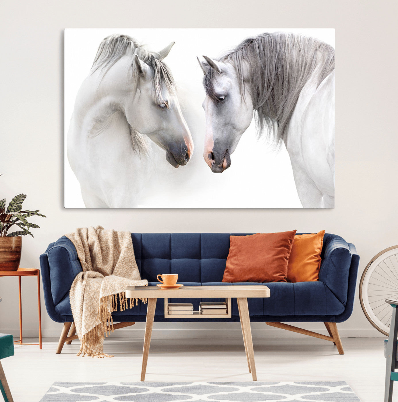 MGV-CV-36X24 - White Horse Wall Art Animal Canvas Print