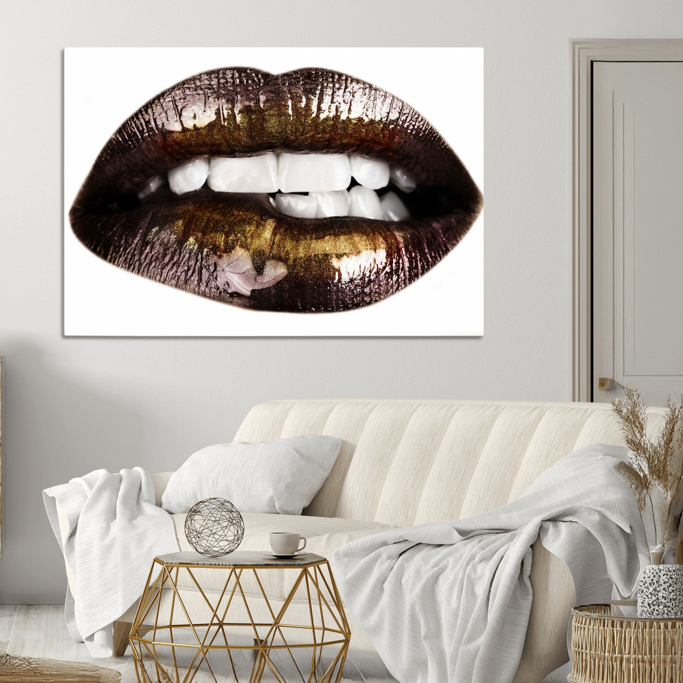 67580-MGV-CV-36X24-Close Up Lips Wall Art Canvas Print