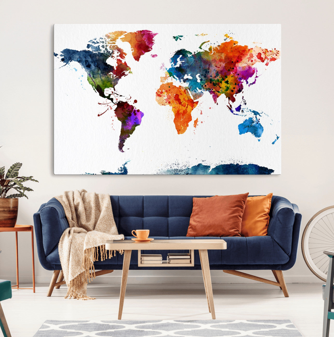 MGV-CV-36X24 - Push Pin World Map Canvas Print – Framed Wall Art for Couples to Track Their Travels – Anniversary