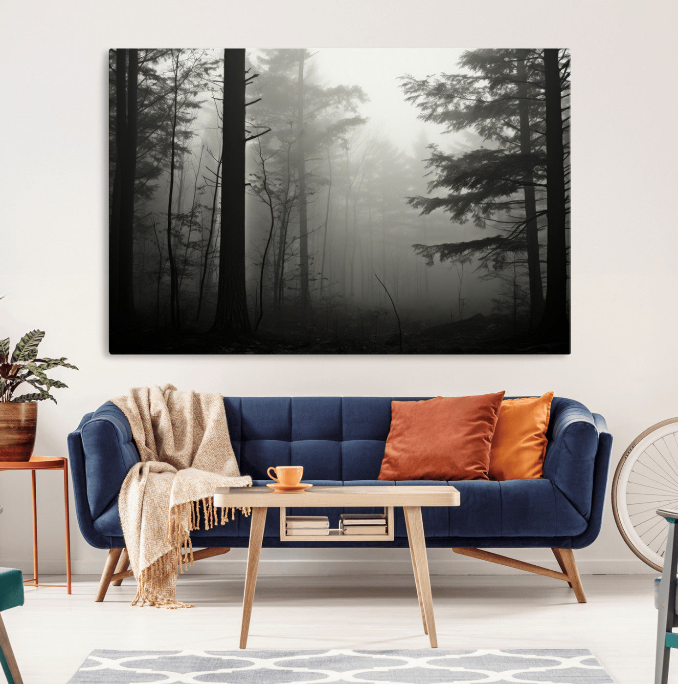 63515-MGV-CV-36X24-Misty Forest Wall Art Premium Canvas Print a Foggy and Serene Atmosphere - Nature Wall Art