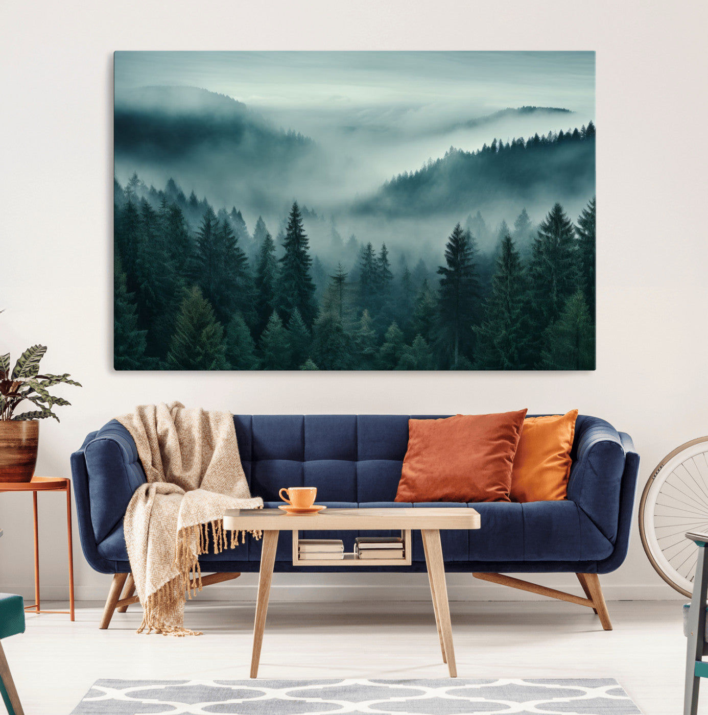 MGV-CV-36X24 - Captivating Misty Foggy Forest Wall Art Premium Canvas Print