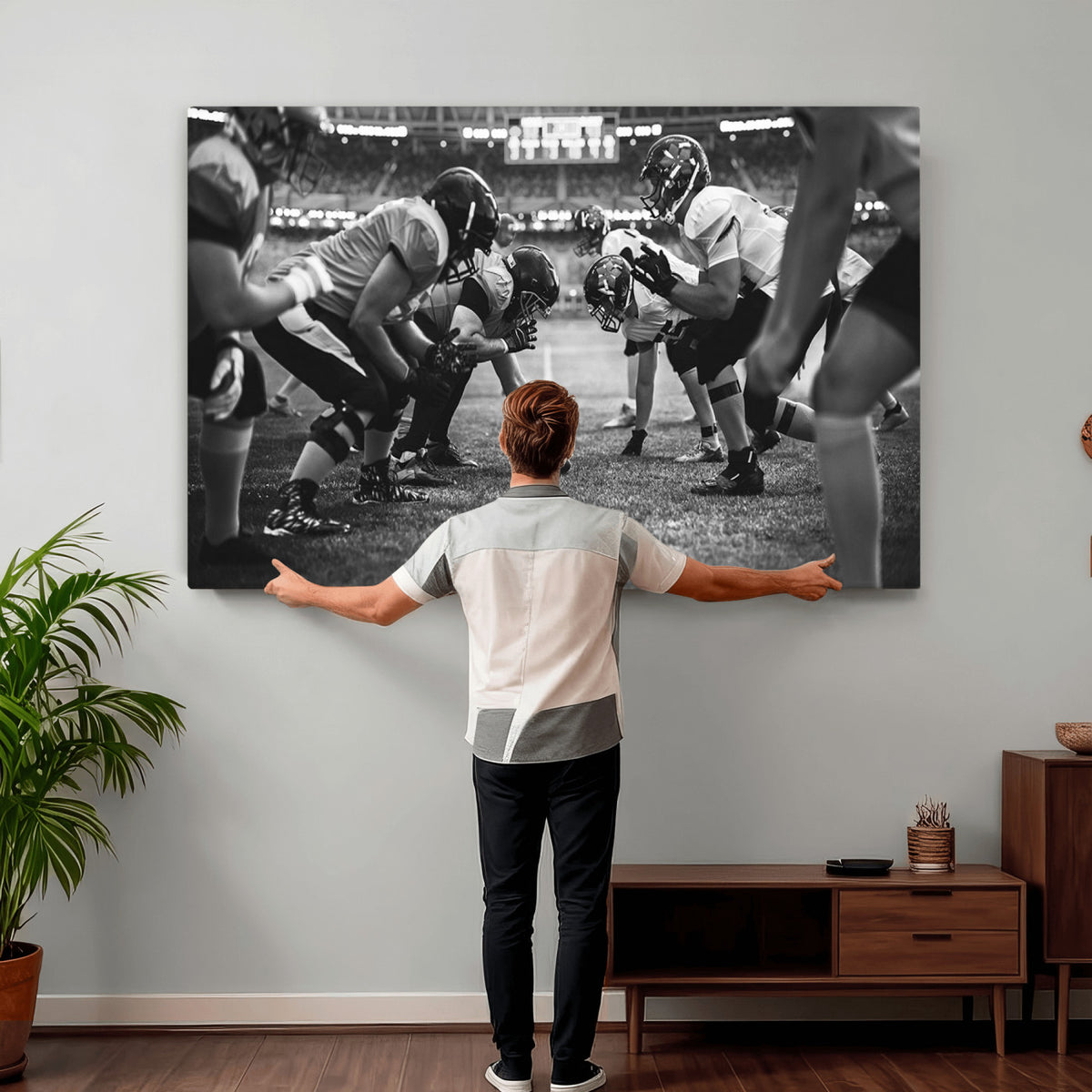 13273-MGV-CV-36X24 - American Football Wall Art Canvas Print Framed Stadium Sport