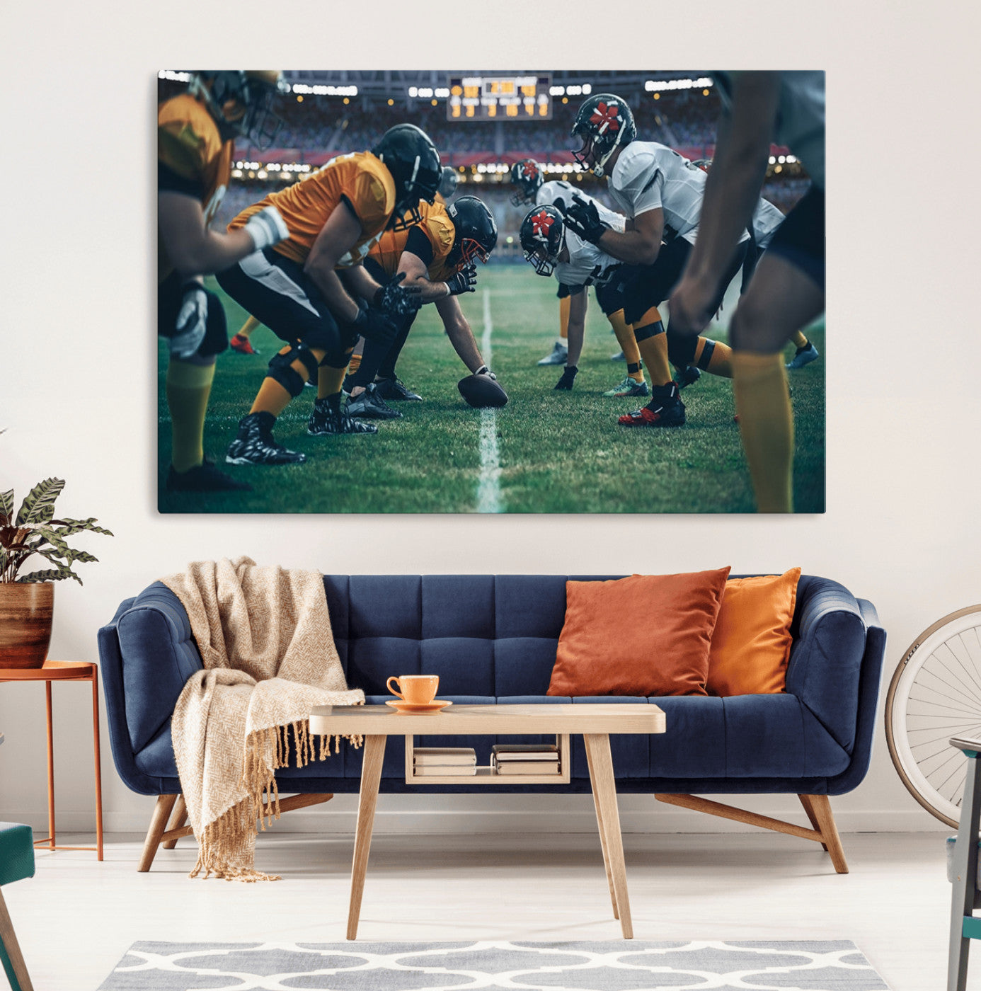 MGV-CV-36X24 - American Football Playing Wall Art Canvas Print