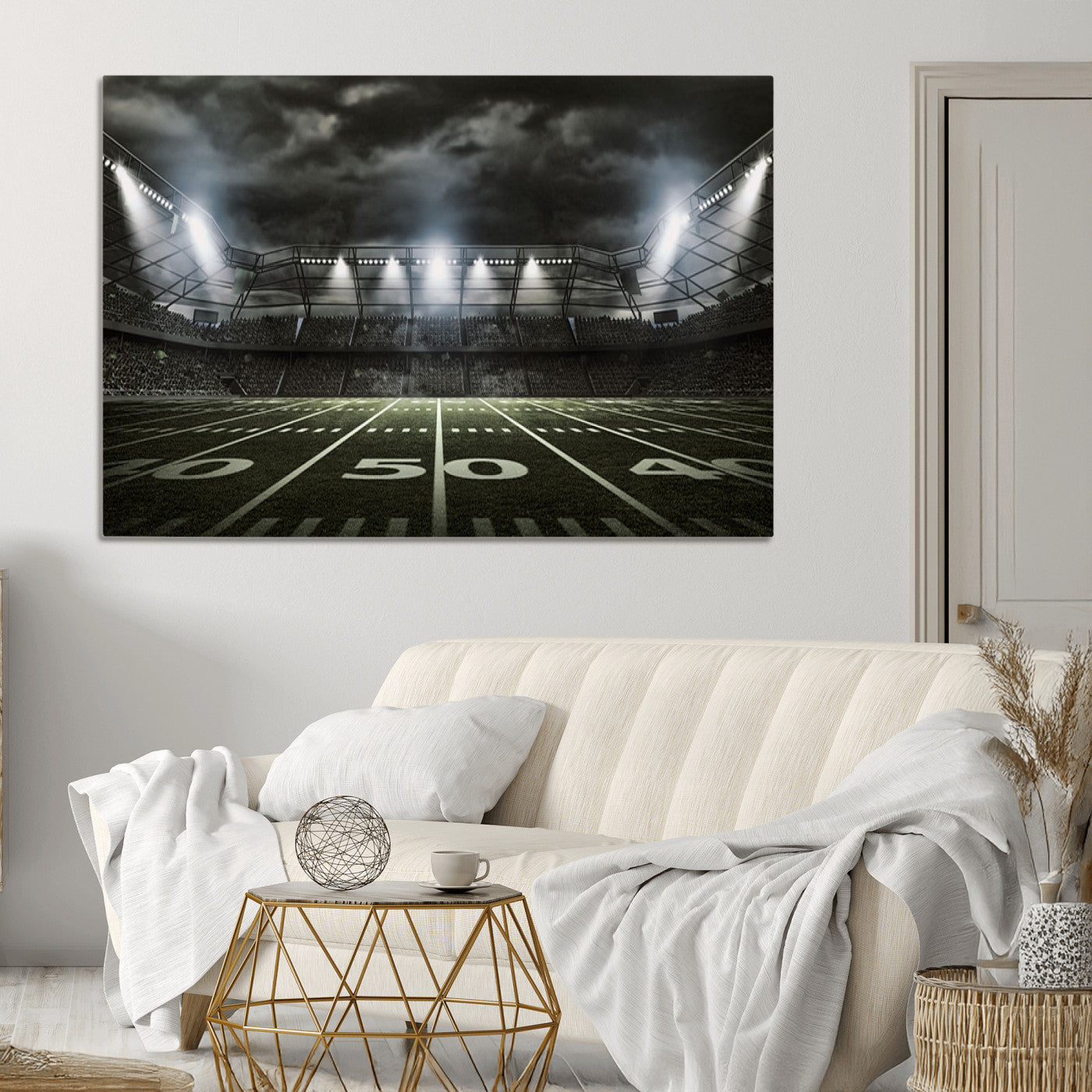 90107-MGV-CV-36X24-American Football Stadium Wall Art Canvas Print, Stadium Sport Wall Art Print