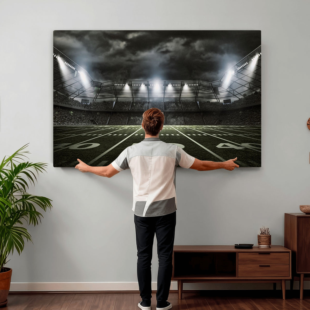 90107-MGV-CV-36X24 - American Football Stadium Wall Art Canvas Print, Stadium Sport Wall Art Print