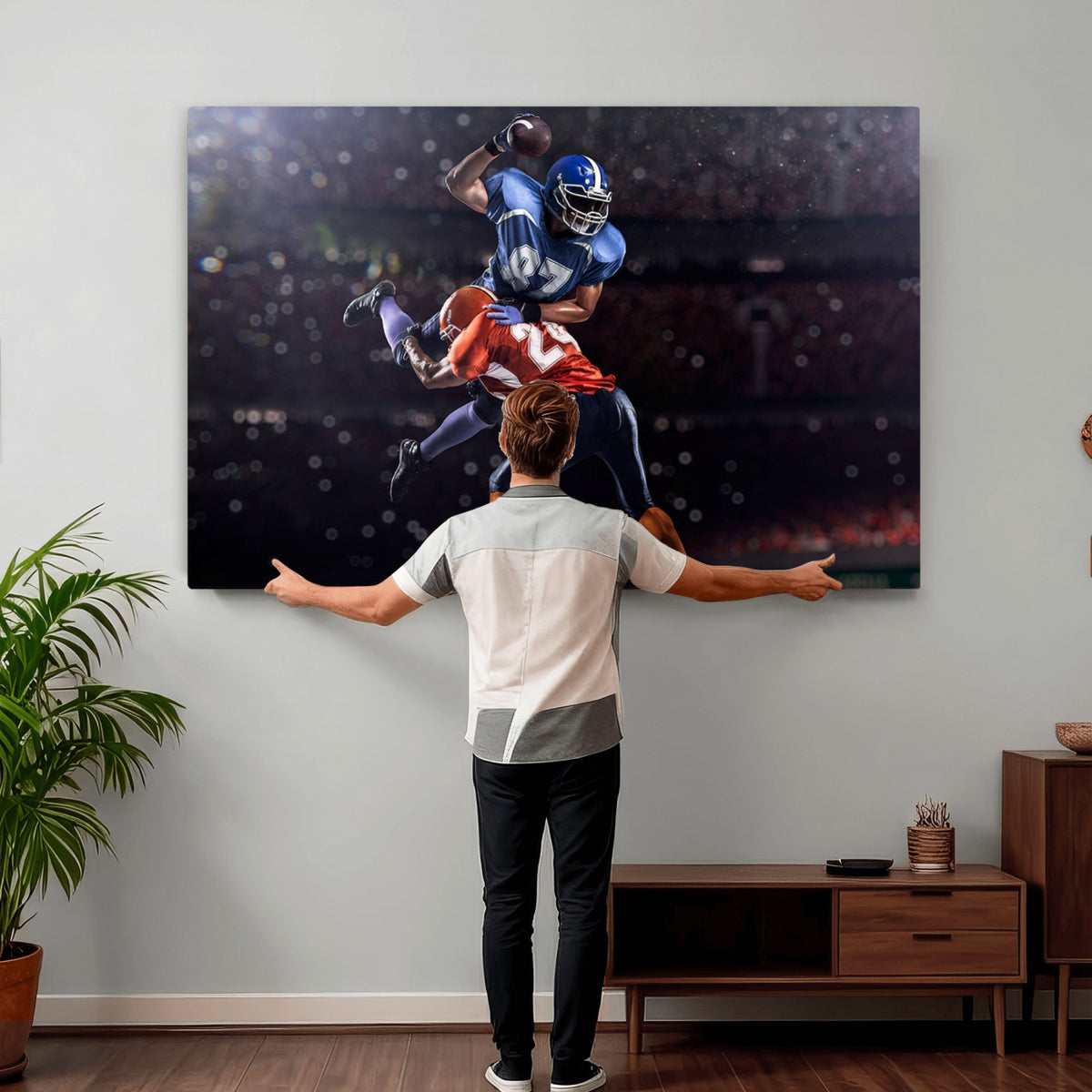 76491-MGV-CV-36X24 - American Football Wall Art Canvas Print, Stadium Sport Wall Art Print