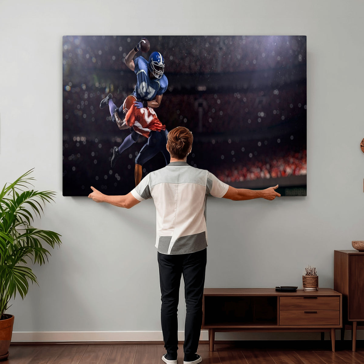 68009-MGV-CV-36X24 - American Football Wall Art Canvas Print, Stadium Sport Wall Art Print