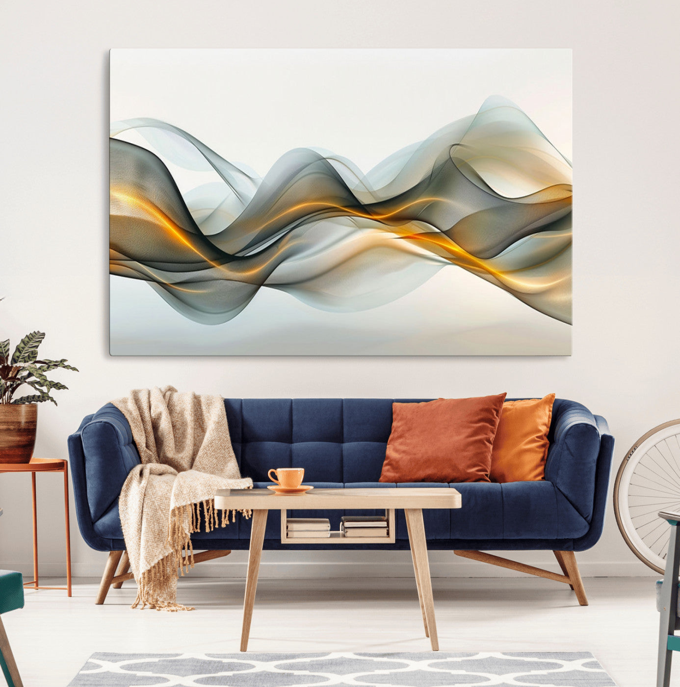 ES1001-MGV-CV-36X24-Abstract Wave Canvas Wall Art – Fluid Contemporary Elegance in Motion – Ready to Hang