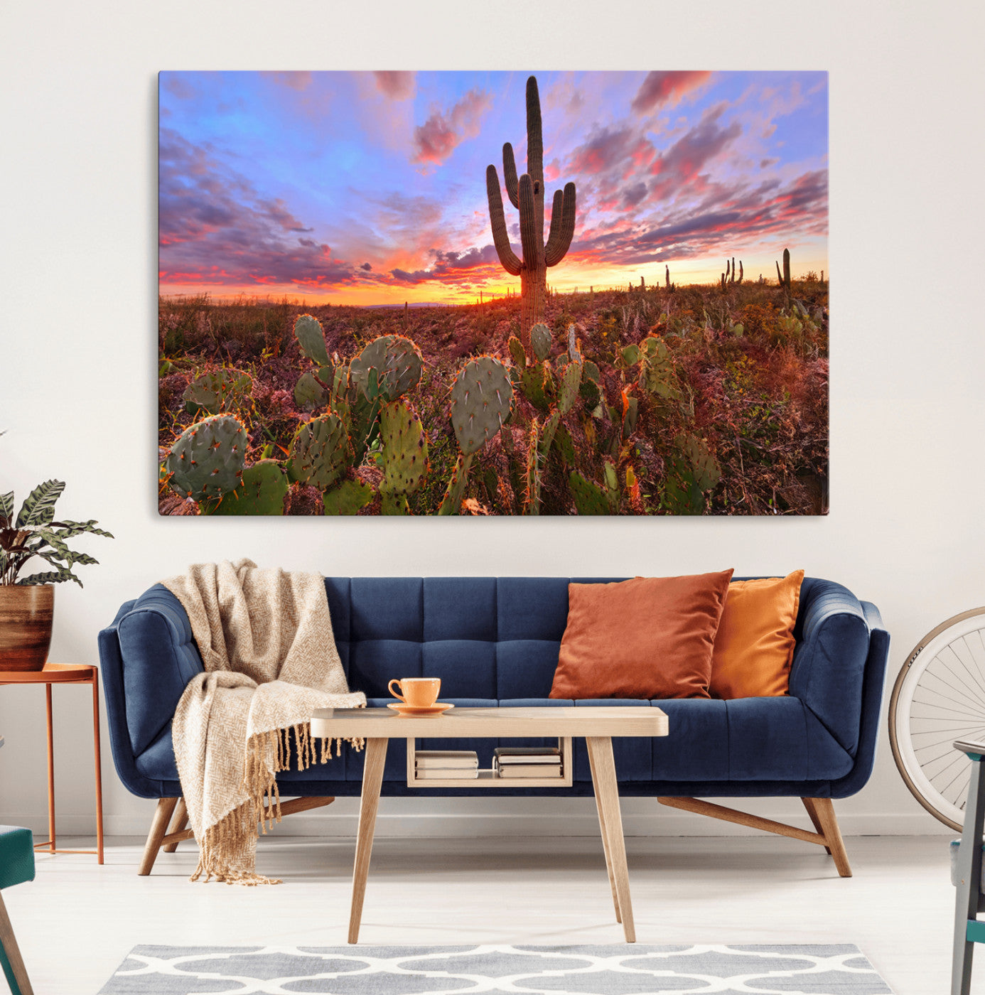 70465-MGV-CV-36X24-Arizona Desert Wall Art Canvas Print - Framed Deser Sunset Wall Decor
