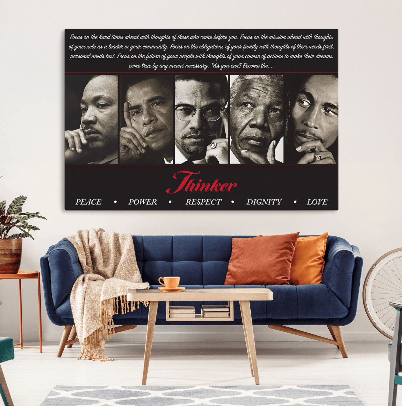 MGV-CV-36X24 - Thinkers of Wall Art Canvas Print - Inspirational Wall Art Featuring Icons of Peace, Power, and