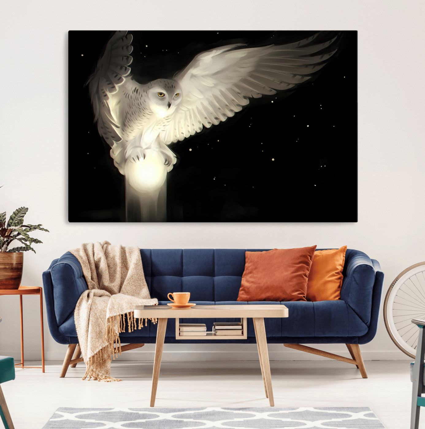 MGV-CV-36X24 - Night Owl Art -  Illuminating the Darkness – Unique Animal-Inspired Wall Art for Modern Decor |