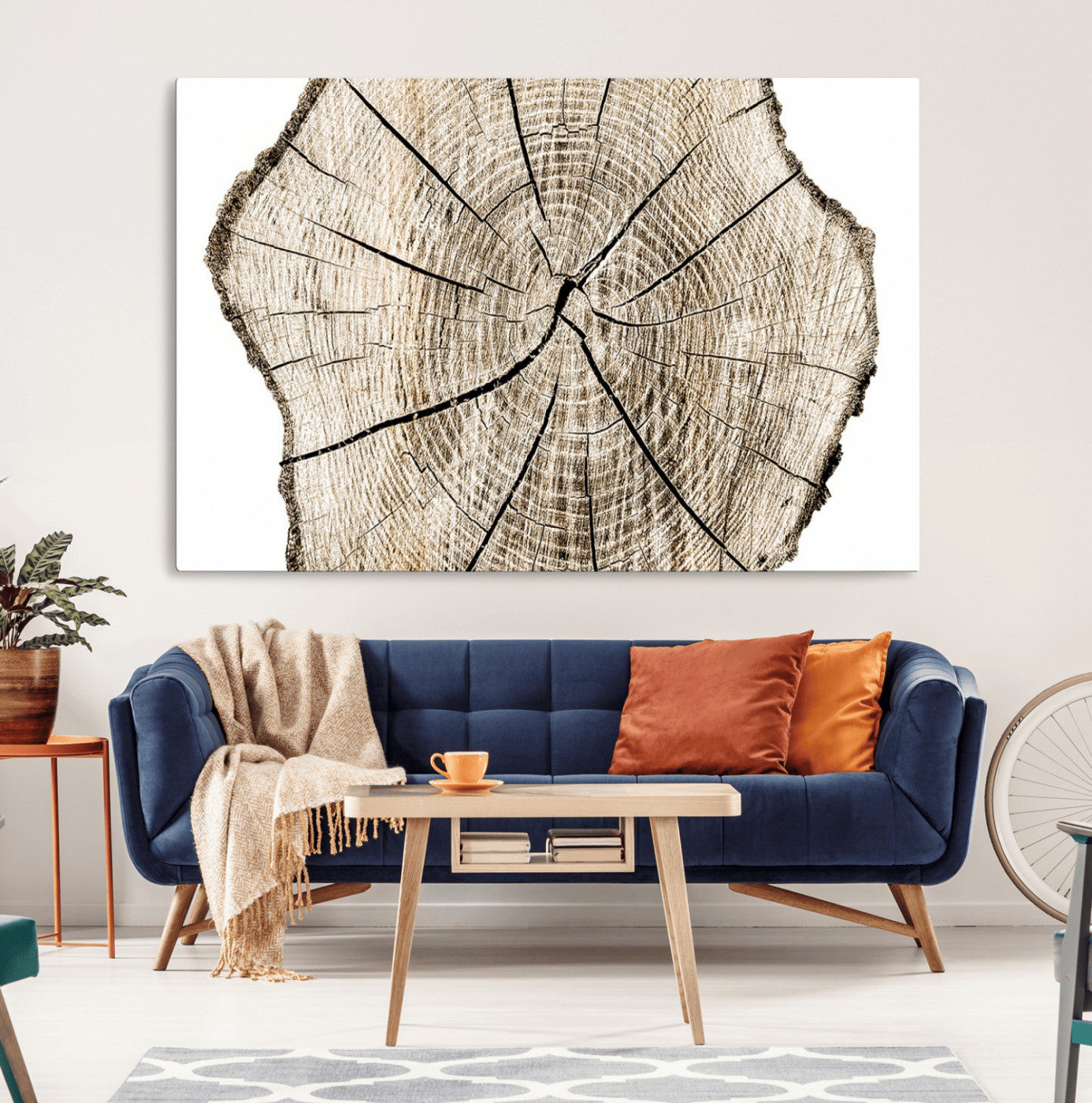 12450-MGV-CV-36X24-Abstract Wood Tree Ring Wall Art - Ready to Hang Minimalist Wooden Design for Rustic & Contemporary