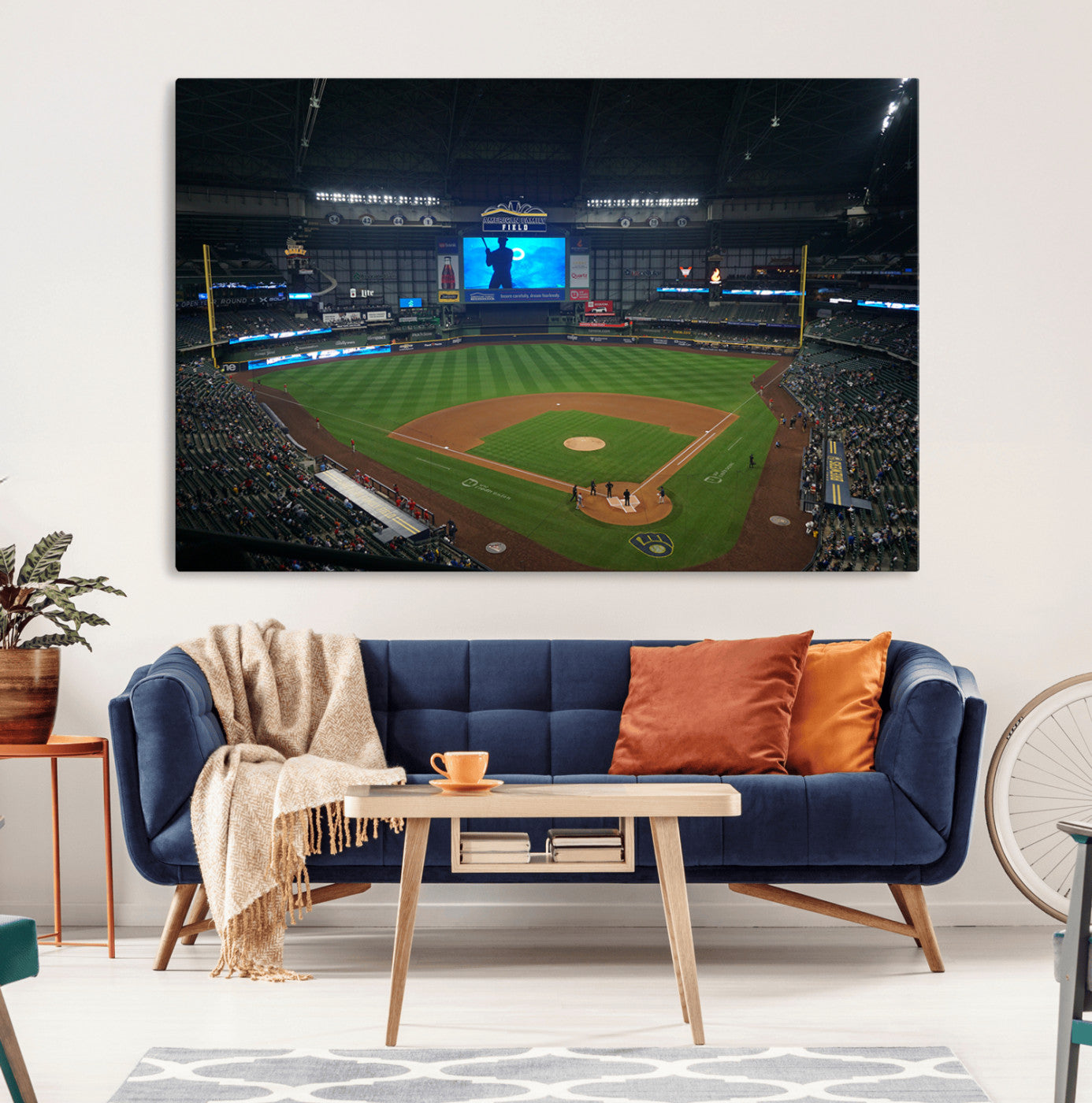 86084-MGV-CV-36X24-Milwaukee Brewers Baseball Art Print - American Family Field Stadium Wall Art Canvas Print