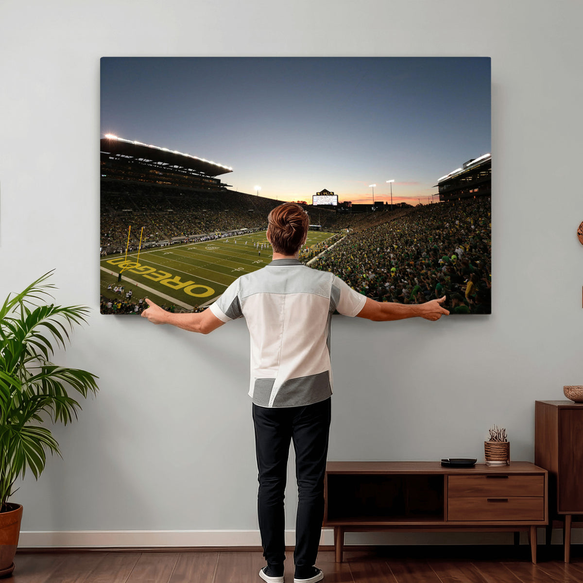 21429-MGV-CV-36X24 - Oregon Ducks Football Team Print - Eugene Autzen Stadium Wall Art Canvas Print