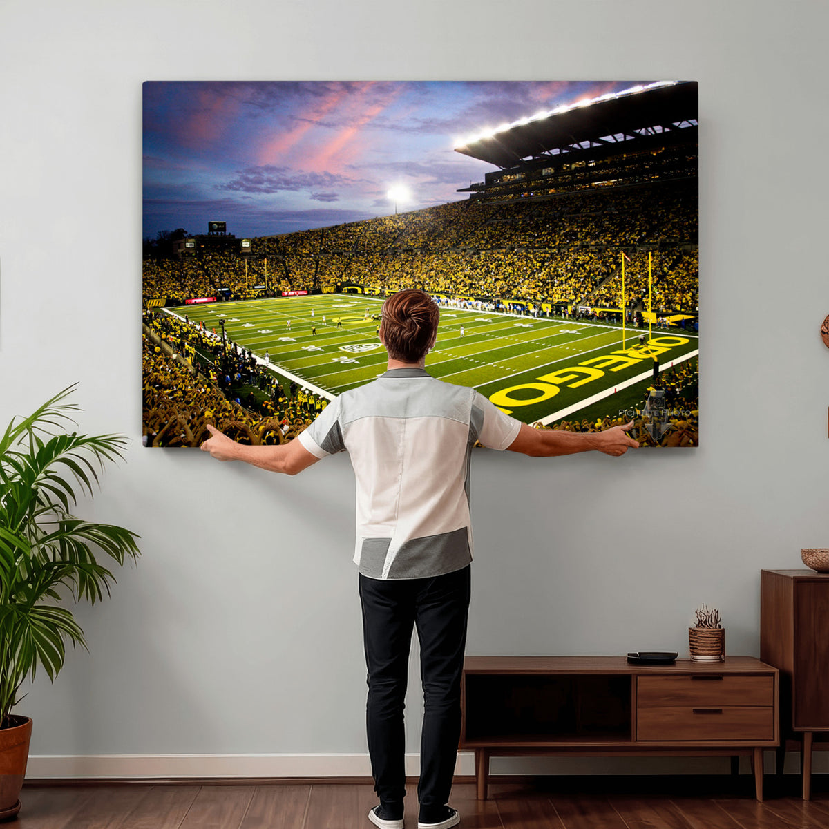 72017-MGV-CV-36X24 - University of Oregon Ducks Football Team Print, Eugene, Framed and Ready to Hang