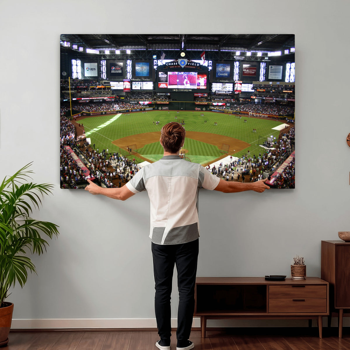 91630-MGV-CV-36X24 - Arizona Diamondbacks Baseball Team Print, Phoenix Chase Field Baseball Stadium Wall Art