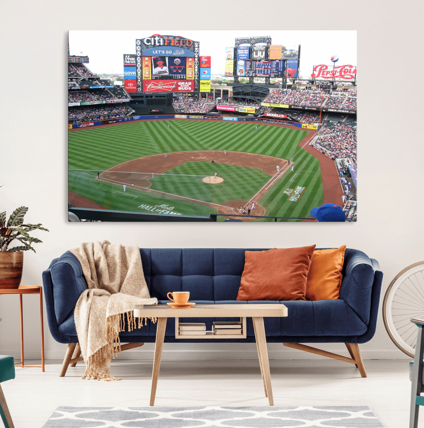 MGV-CV-36X24 - New York Mets Baseball Team Print - Citi Field Baseball Stadium Wall Art Canvas Print