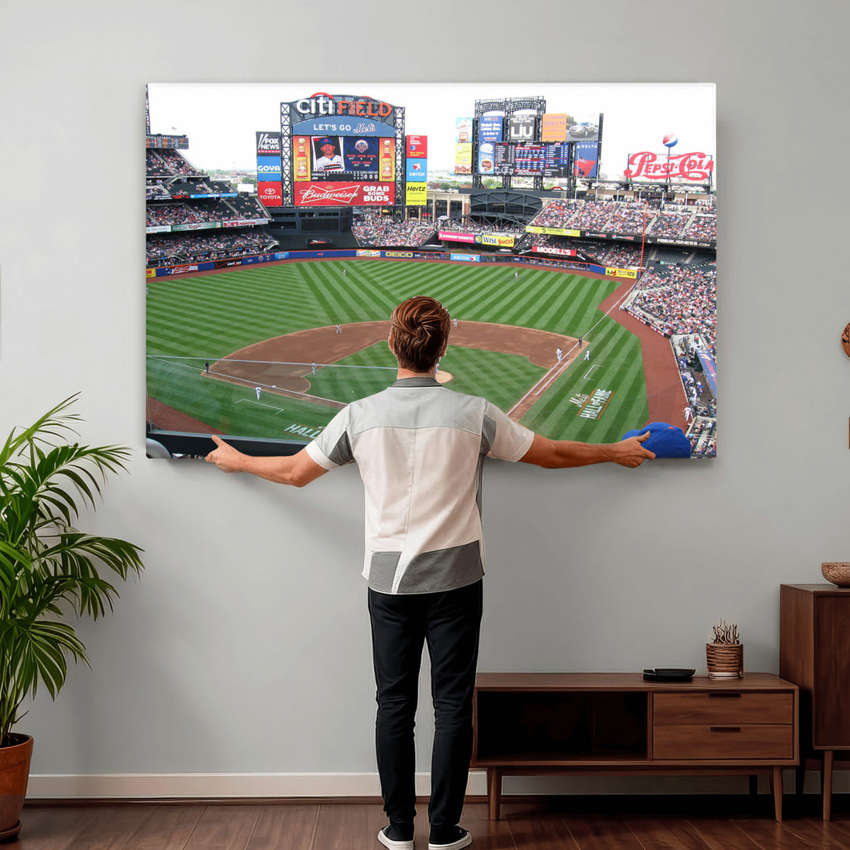 64829-MGV-CV-36X24 - New York Mets Baseball Team Print, Citi Field Baseball Stadium Wall Art