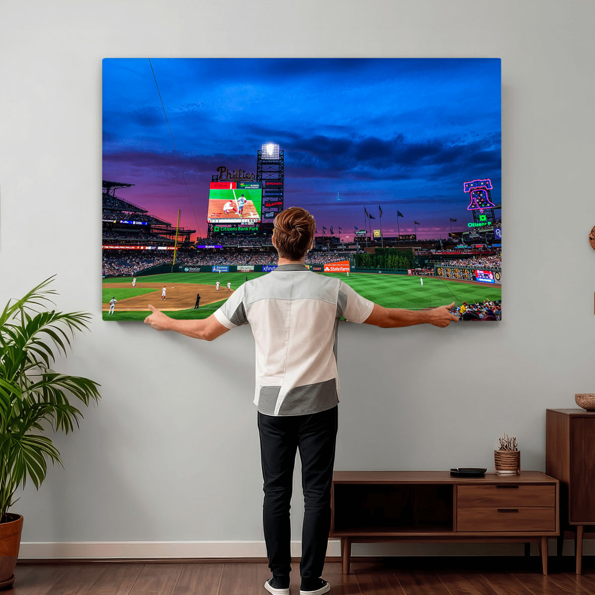 20427-MGV-CV-36X24 - Philadelphia Phillies Baseball Team Print, Citizens Bank Park, Extra Large Game Room Wall Decor