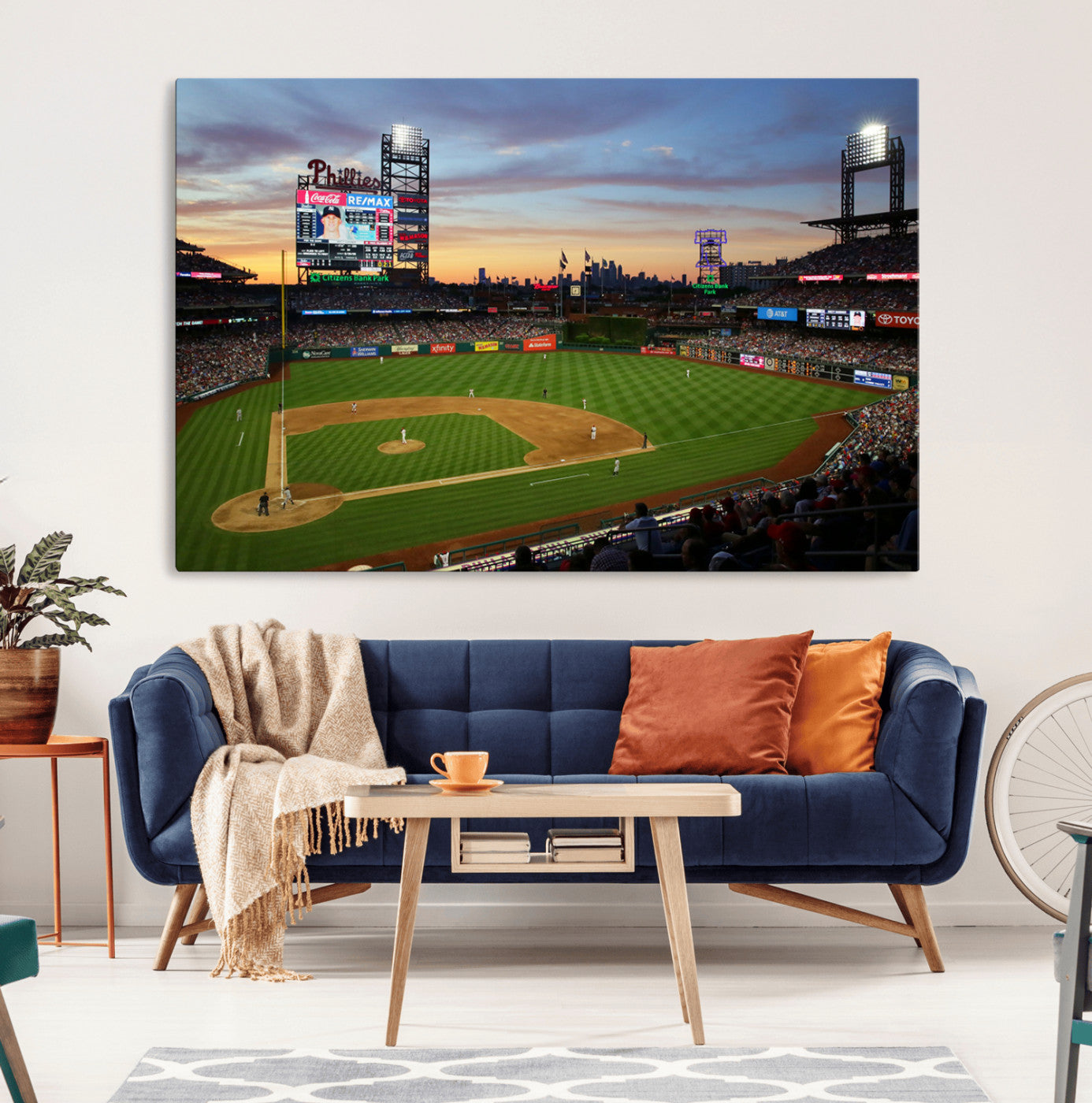 13778-MGV-CV-36X24-Citizens Bank Park Philadelphia Phillies Wall Art Canvas | 3-Panel Canvas Print of Phillies Stadium