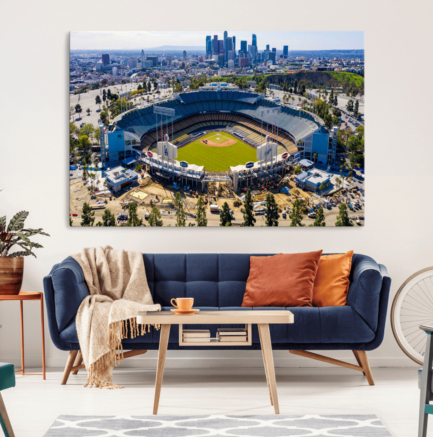 MGV-CV-36X24 - Los Angeles Dodgers Dodger Stadium Wall Art Canvas Print - MLB Baseball Stadium, Framed Los Angeles