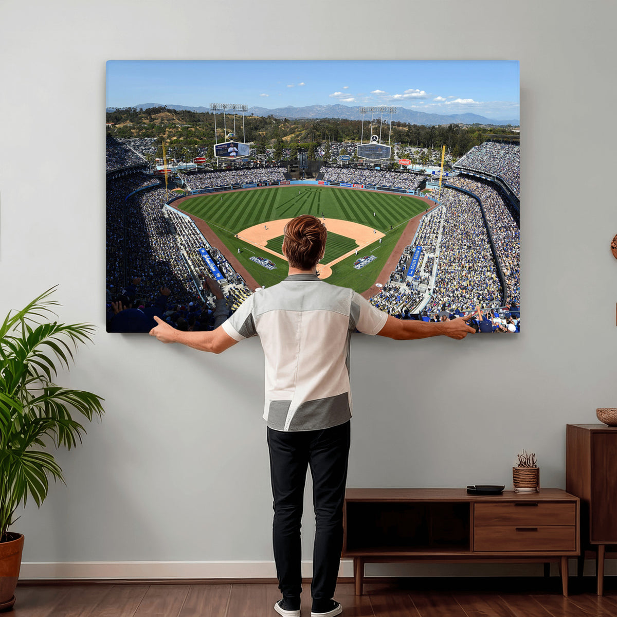 20436-MGV-CV-36X24 - Los Angeles Dodgers Dodger Stadium Wall Art Canvas Print, Framed and Ready to Hang