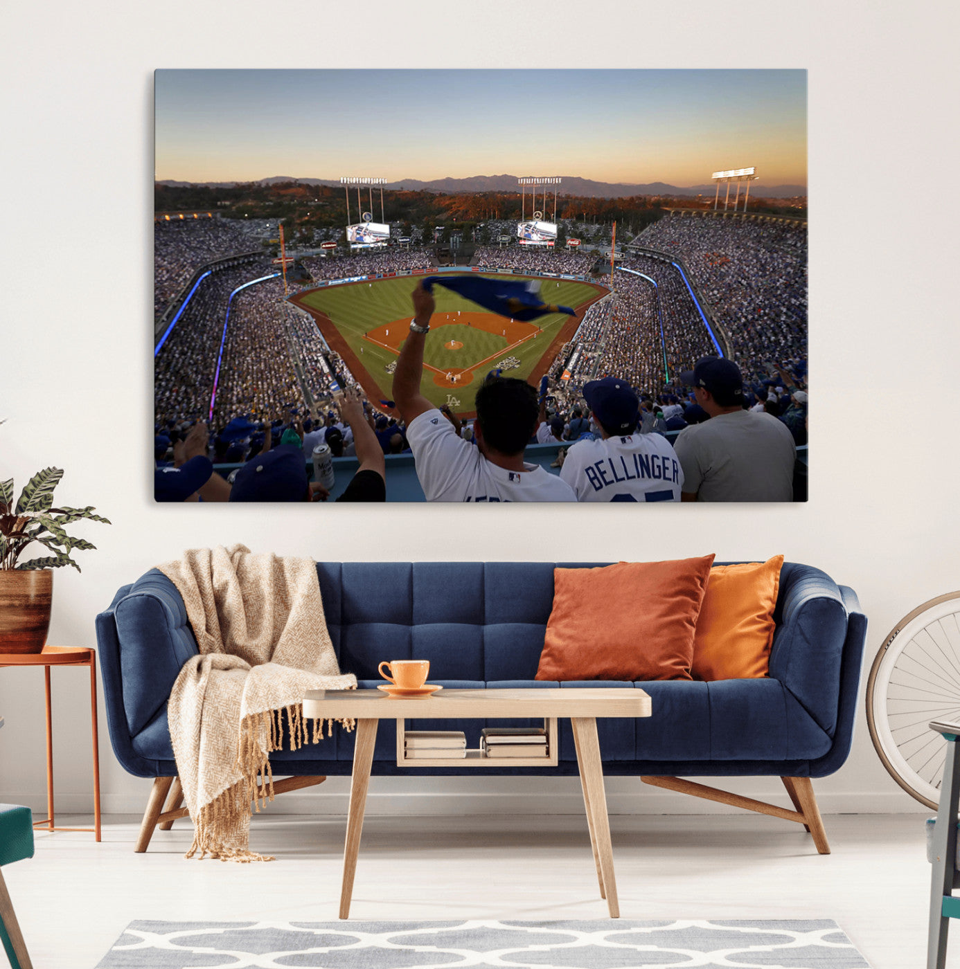 60162-MGV-CV-36X24-Dodger Stadium Sunset Game Triple Canvas Wall Art - Los Angeles Dodgers MLB Match