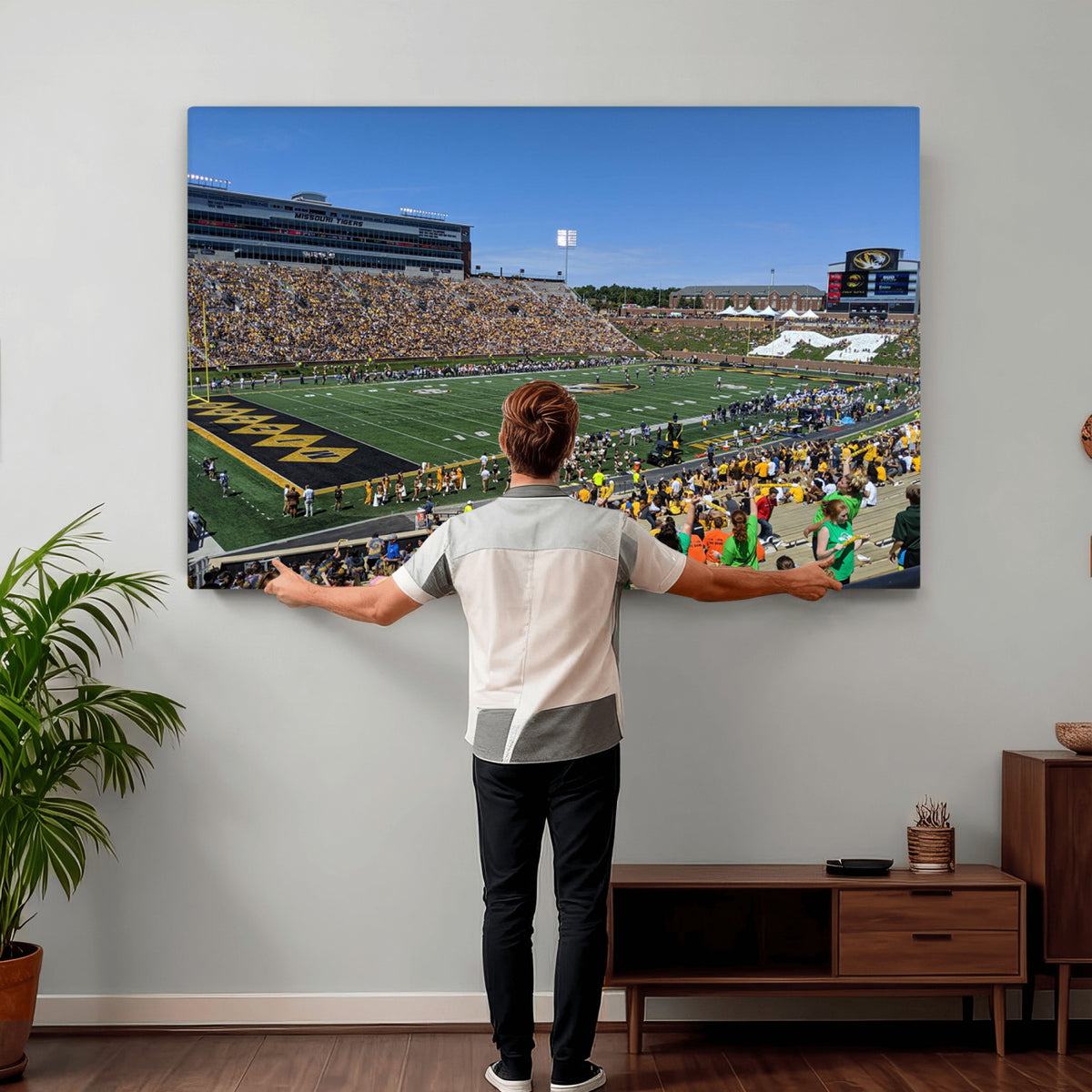 38399-MGV-CV-36X24 - University of Missouri Tigers Football Team Print, Columbia Faurot Field Memorial Stadium Wall Art
