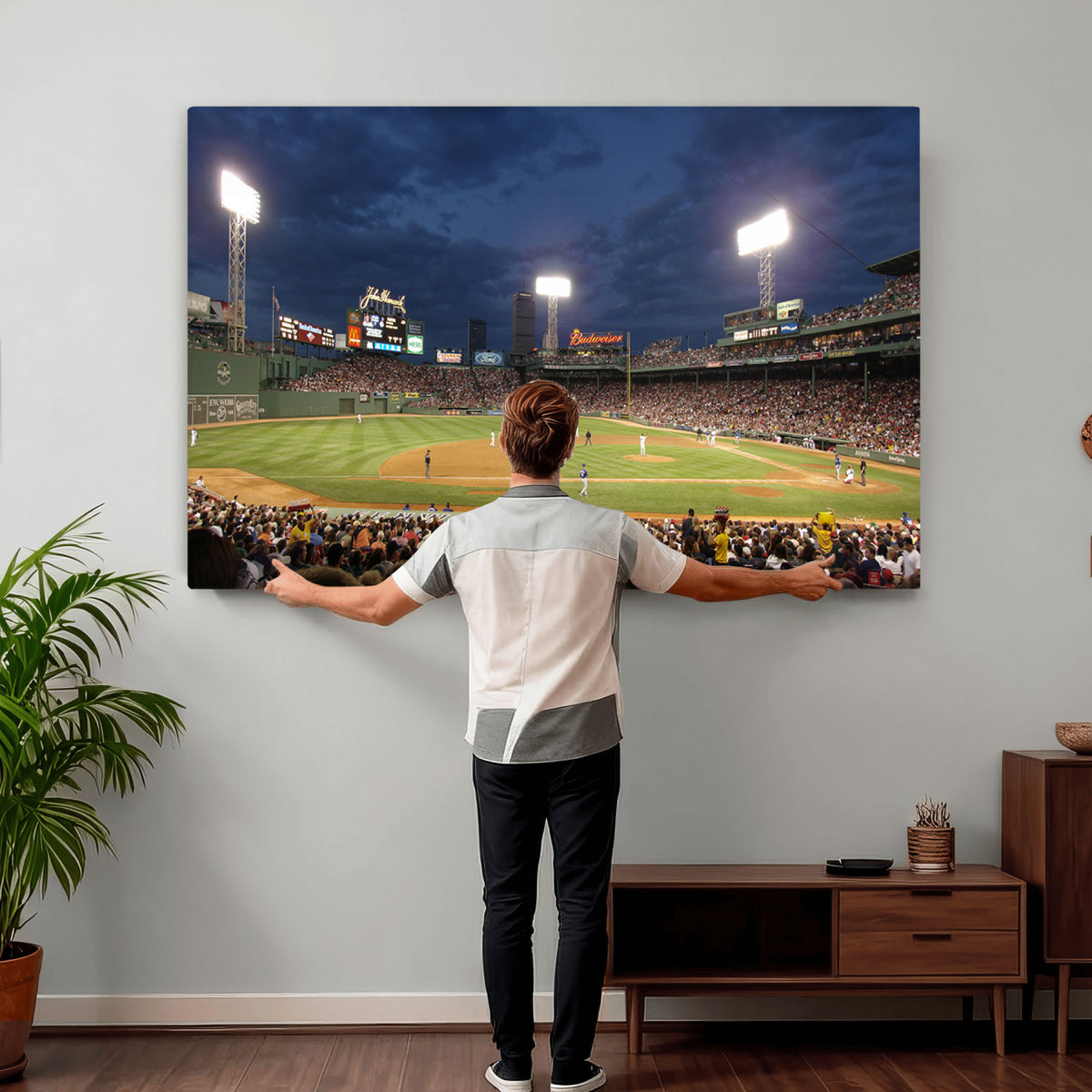 85099-MGV-CV-36X24 - Boston Red Sox Baseball Team Print Canvas, Massachusetts Fenway Park Stadium Wall Art