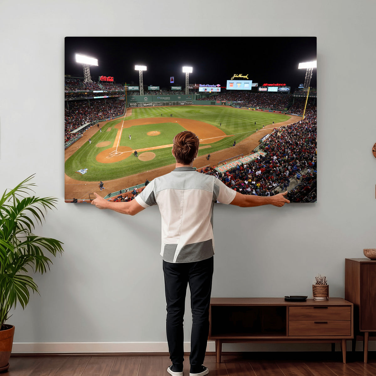 41158-MGV-CV-36X24 - Boston Red Sox Baseball Team Print, Massachusetts Fenway Park Stadium Wall Art