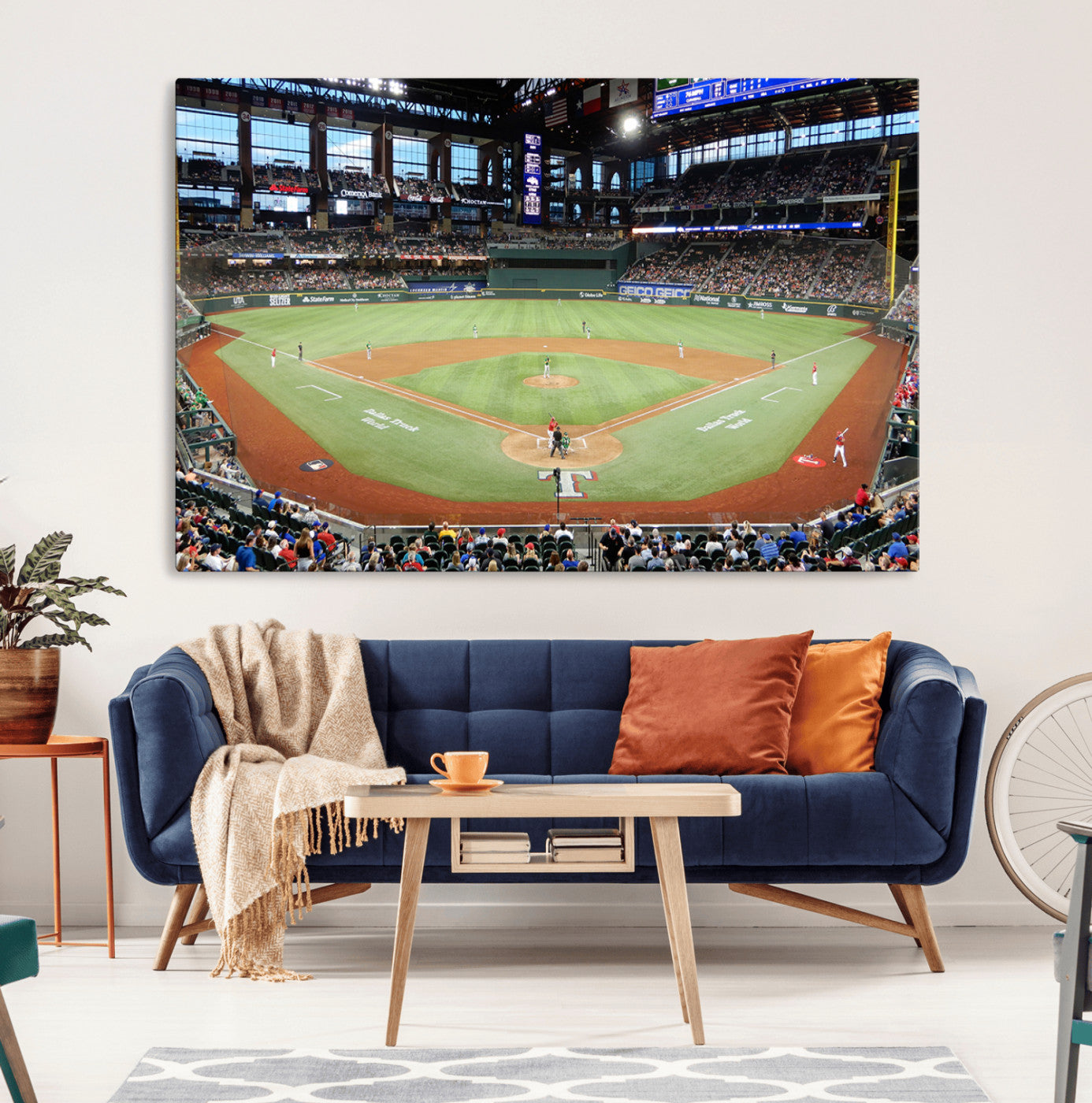 MGV-CV-36X24 - Texas Rangers Baseball Team Print - Arlington Globe Life Field Stadium Canvas Print Wall Art