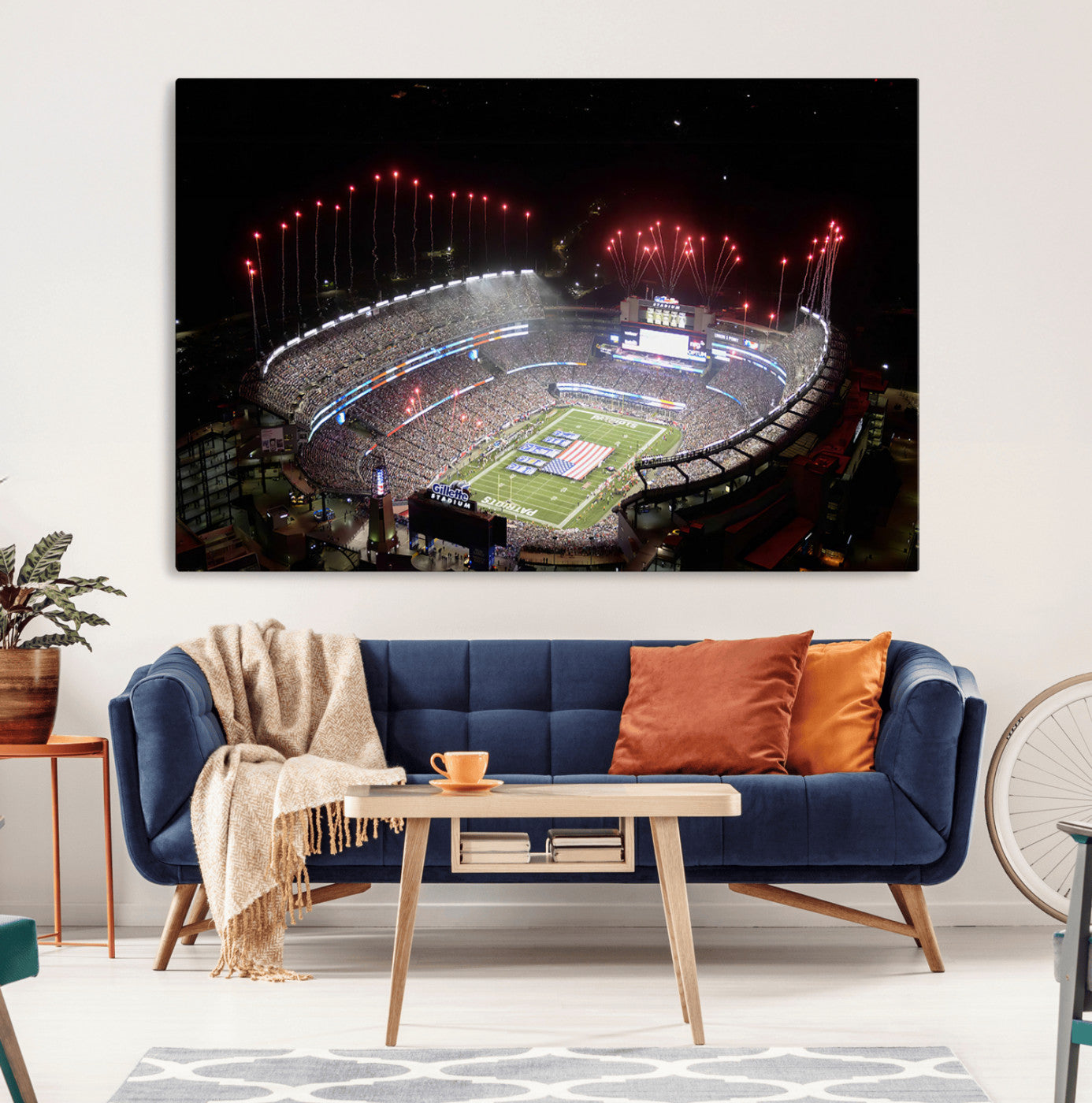 89988-MGV-CV-36X24-New England Patriots Team Print Wall Art- Foxborough Gillette Stadium Wall Art Canvas Print