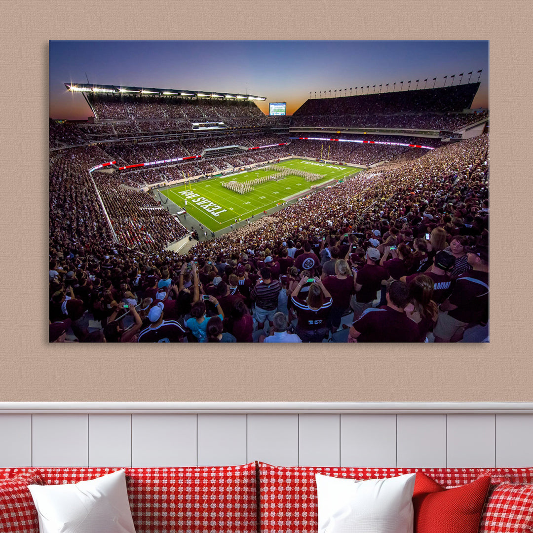 Texas A&M University Aggies Football Team Print - College Station Kyle Field Stadium Wall Art Canvas Print