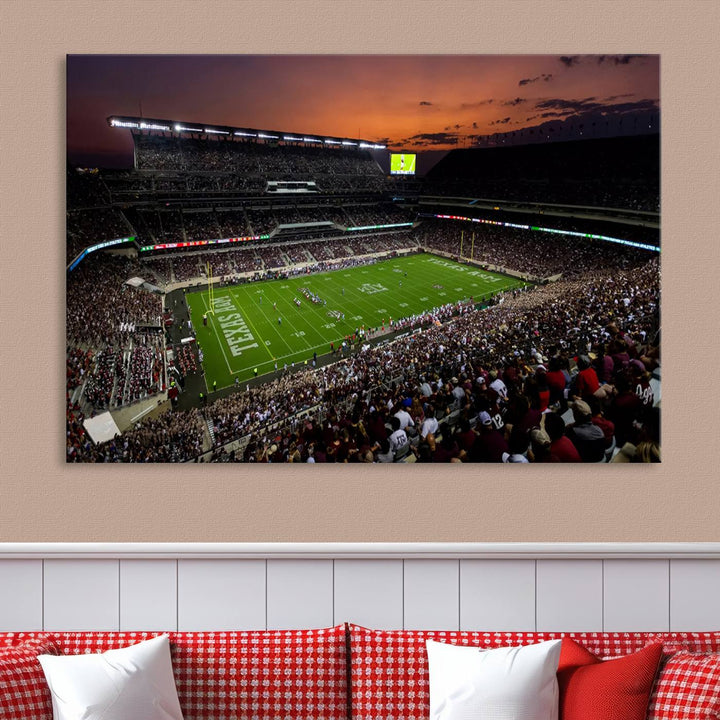 Texas A&M University Aggies Football Team Print - College Station Kyle Field Stadium Wall Art Canvas Print