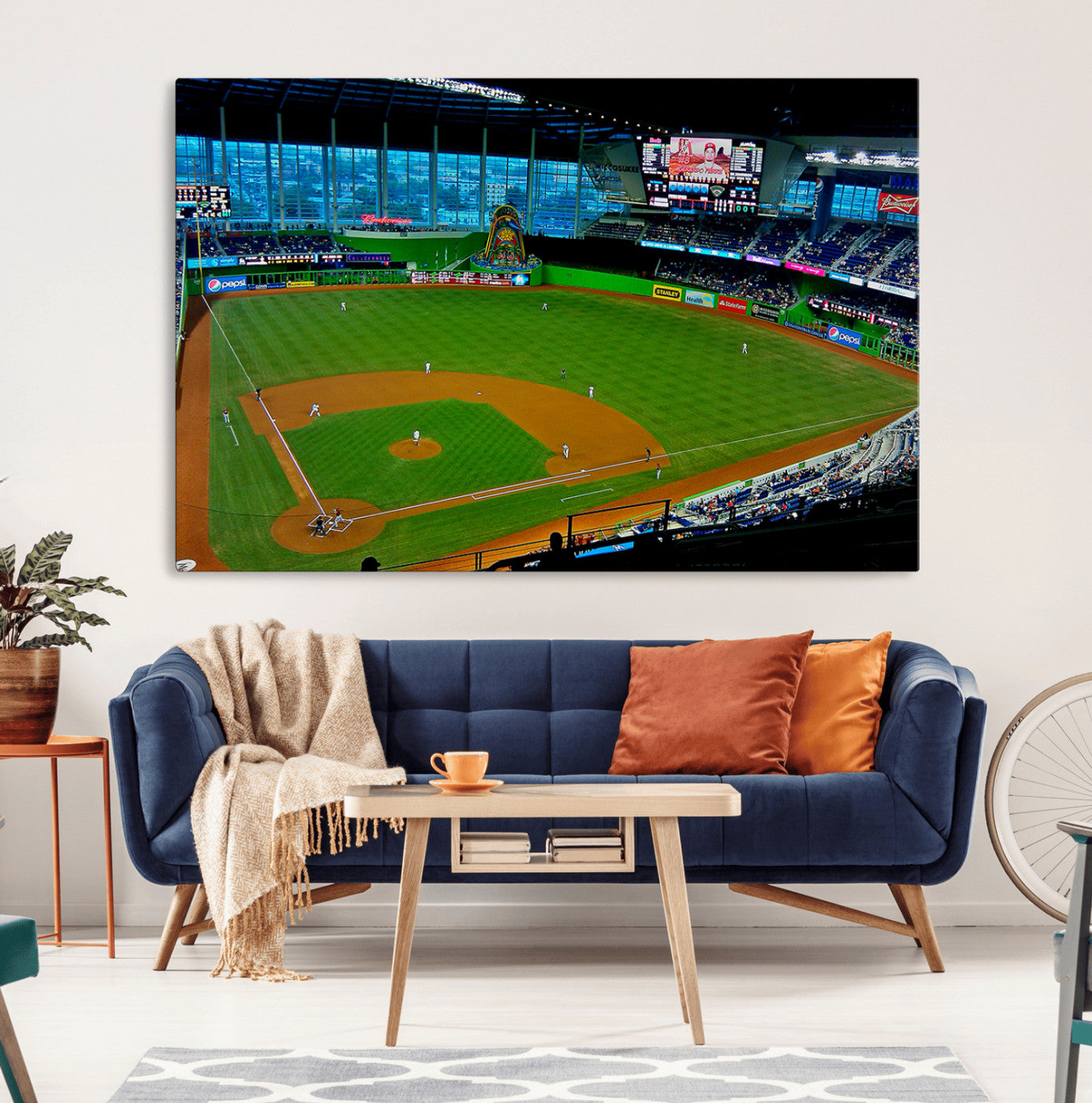 51207-MGV-CV-36X24-Miami Marlins Baseball Team Print - Miami LoanDepot Park Stadium Wall Art Canvas Print