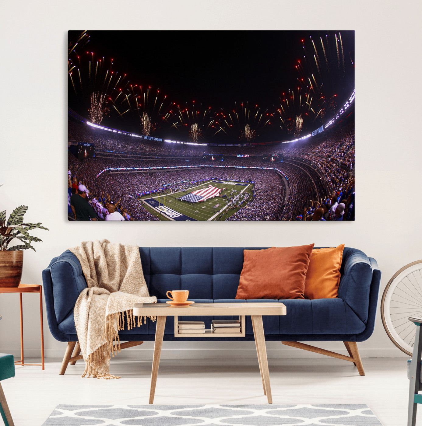 MGV-CV-36X24 - New York Giants Football Team Print - East Rutherford MetLife Stadium Wall Art Canvas Print