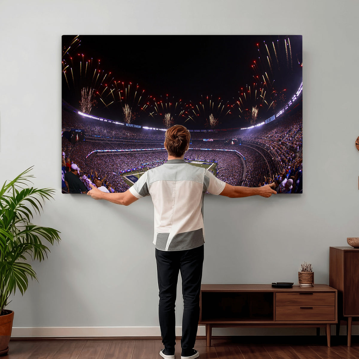 56360-MGV-CV-36X24 - New York Giants Football Team Print, East Rutherford MetLife Stadium Wall Art