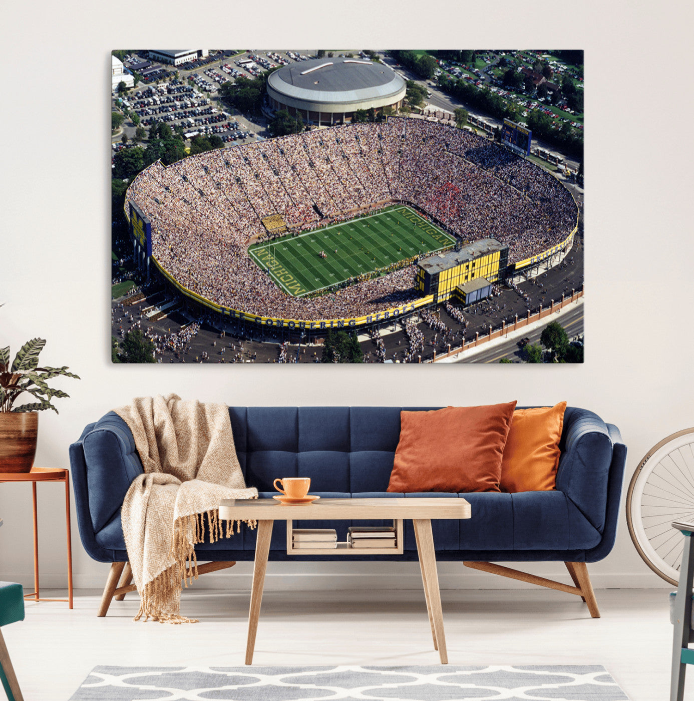 MGV-CV-36X24 - Michigan Wolverines Football Team Print - Ann Arbor Michigan Stadium Print, Michigan Wolverines
