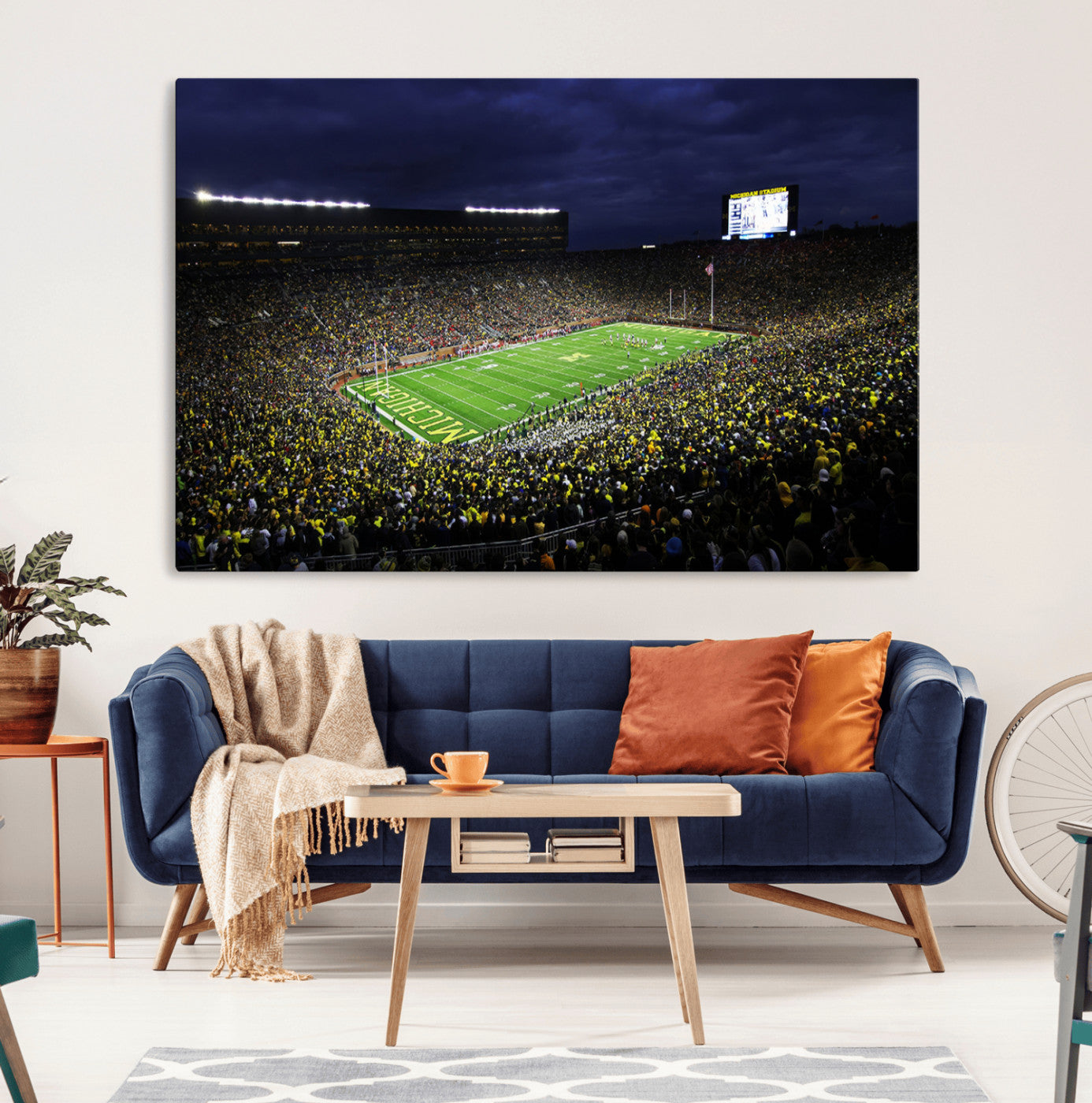 15448-MGV-CV-36X24-Michigan Wolverines Football Canvas Wall Decor, Football Team Print - Ann Arbor Michigan Stadium