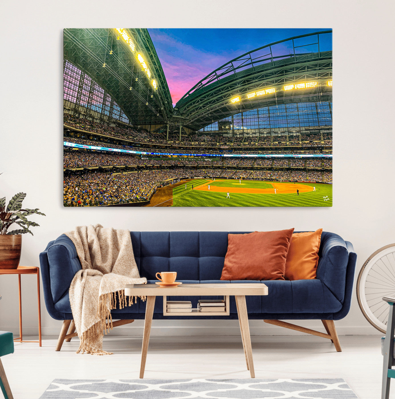 17006-MGV-CV-36X24-Milwaukee Brewers Baseball Team Print Canvas- American Family Field Stadium Wall Art Canvas Print