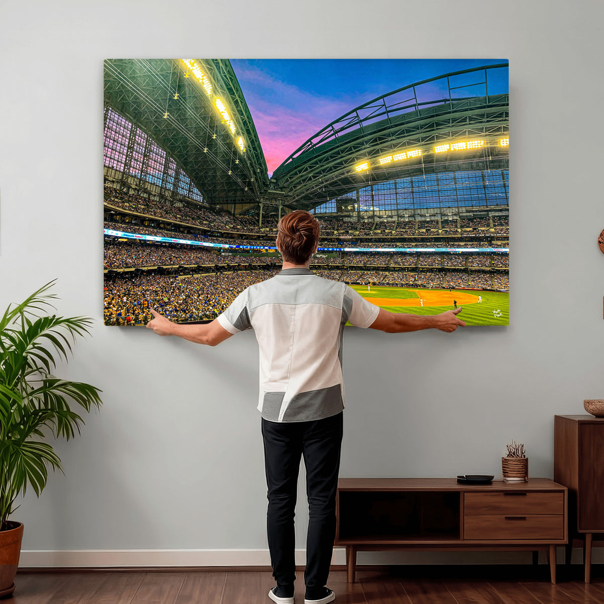 17006-MGV-CV-36X24 - Milwaukee Brewers Baseball Team Print Canvas, American Family Field Stadium Wall Art