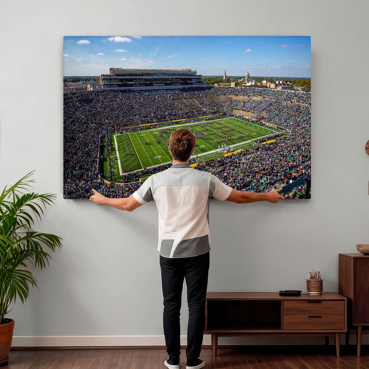50114-MGV-CV-36X24 - Notre Dame Fighting Irish Football Team Print, Notre Dame Stadium Wall Art