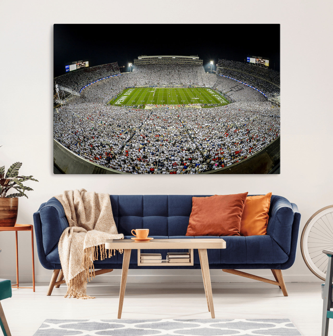 MGV-CV-36X24 - Beaver Stadium Night Game Triple Canvas Wall Art - Penn State Nittany Lions Football Match