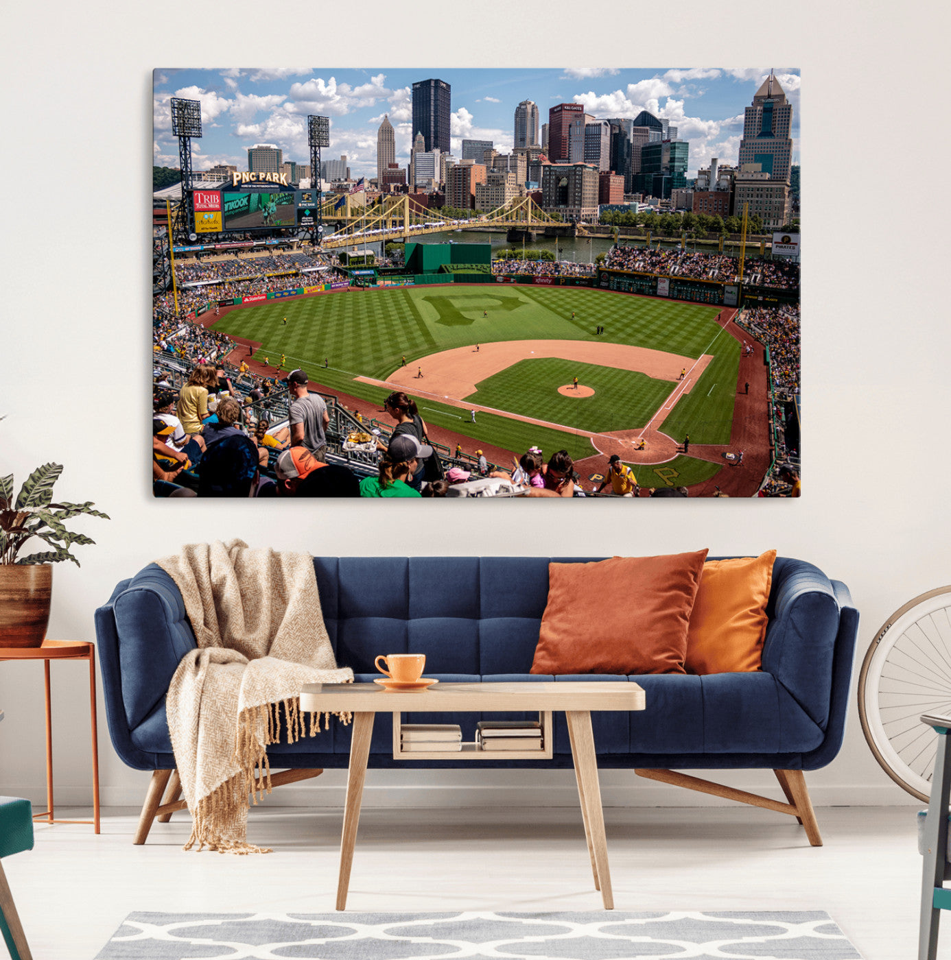 66872-MGV-CV-36X24-Pittsburgh Pirates Baseball Team Print - PNC Park Stadium Wall Art Canvas Print - Ready to Hang