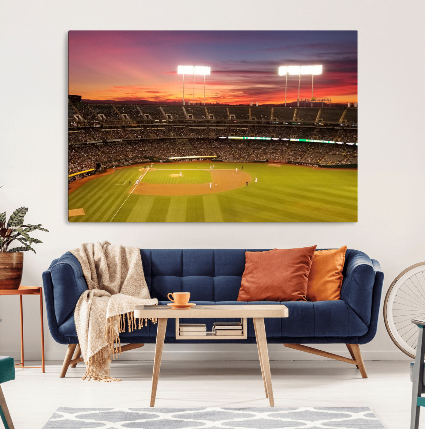 73718-MGV-CV-36X24-Oakland Athletics Baseball Team Print - Oakland Coliseum Stadium Wall Art Canvas Print