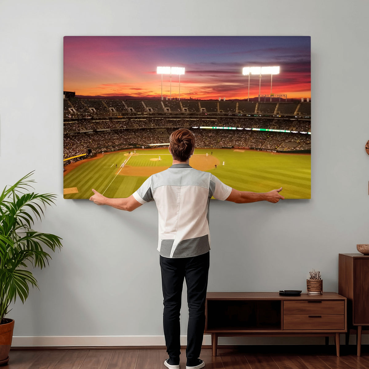 73718-MGV-CV-36X24 - Oakland Athletics Baseball Team Print, Oakland Coliseum